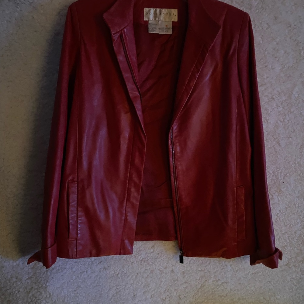Don caster leather jacket red women size 2 - Picture 4 of 8